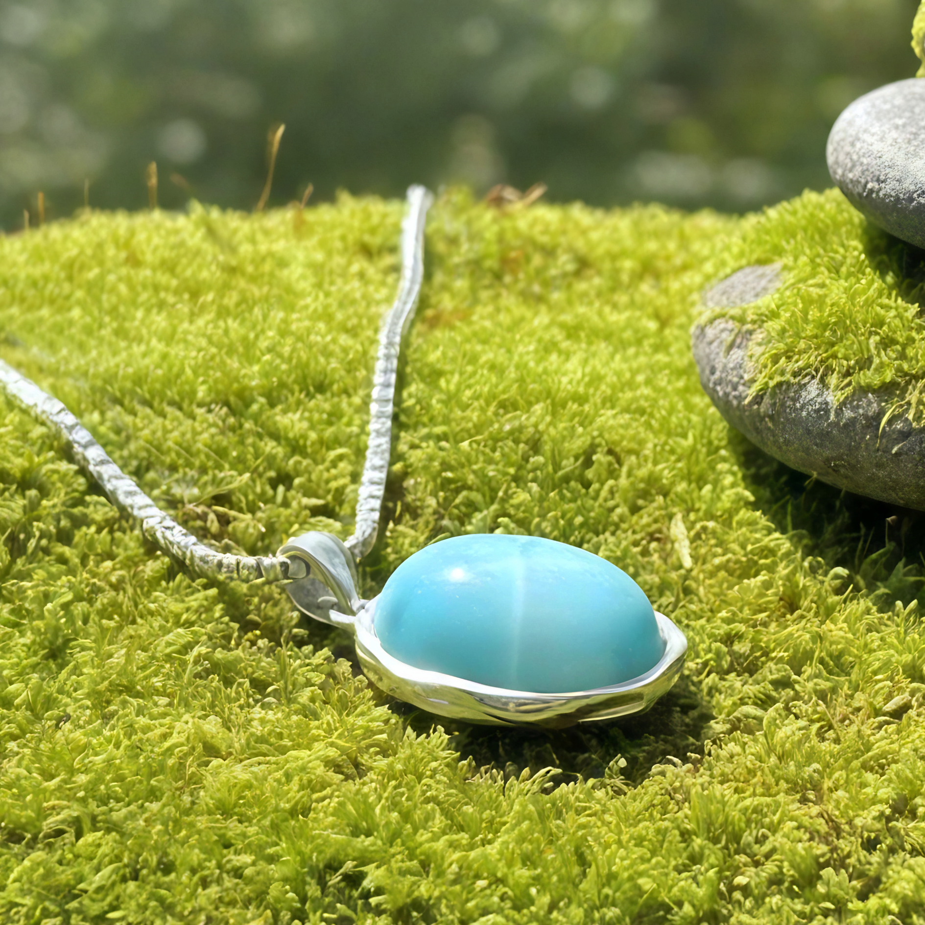 Larimar Wave Silver Necklace