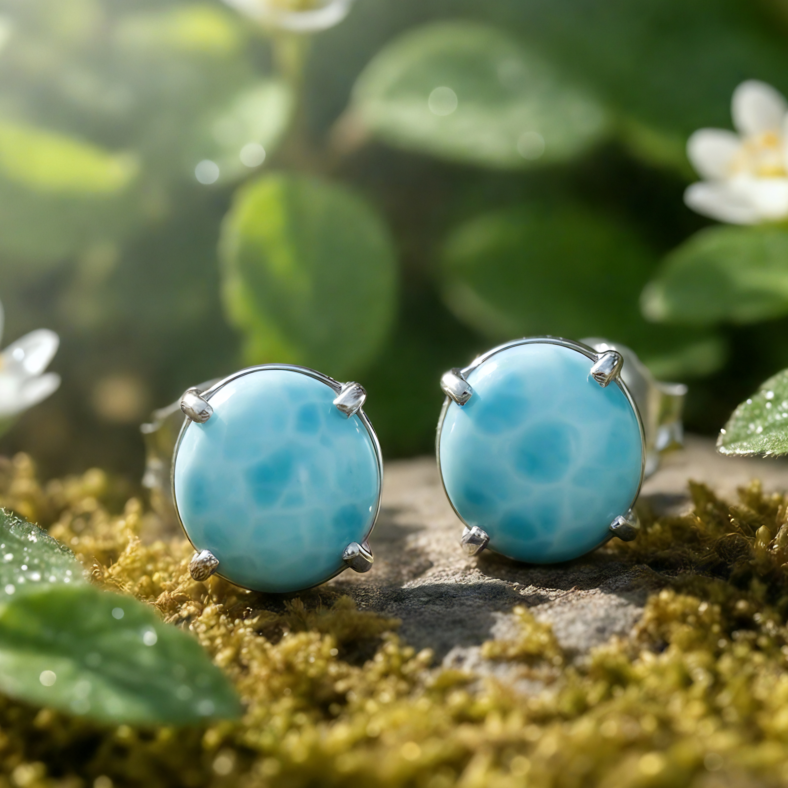 Larimar & Silver Stud Earrings