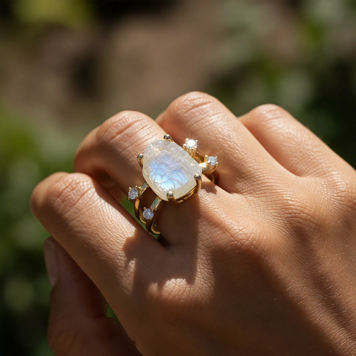 Moonstone & Gold Ring – Spirit Magic