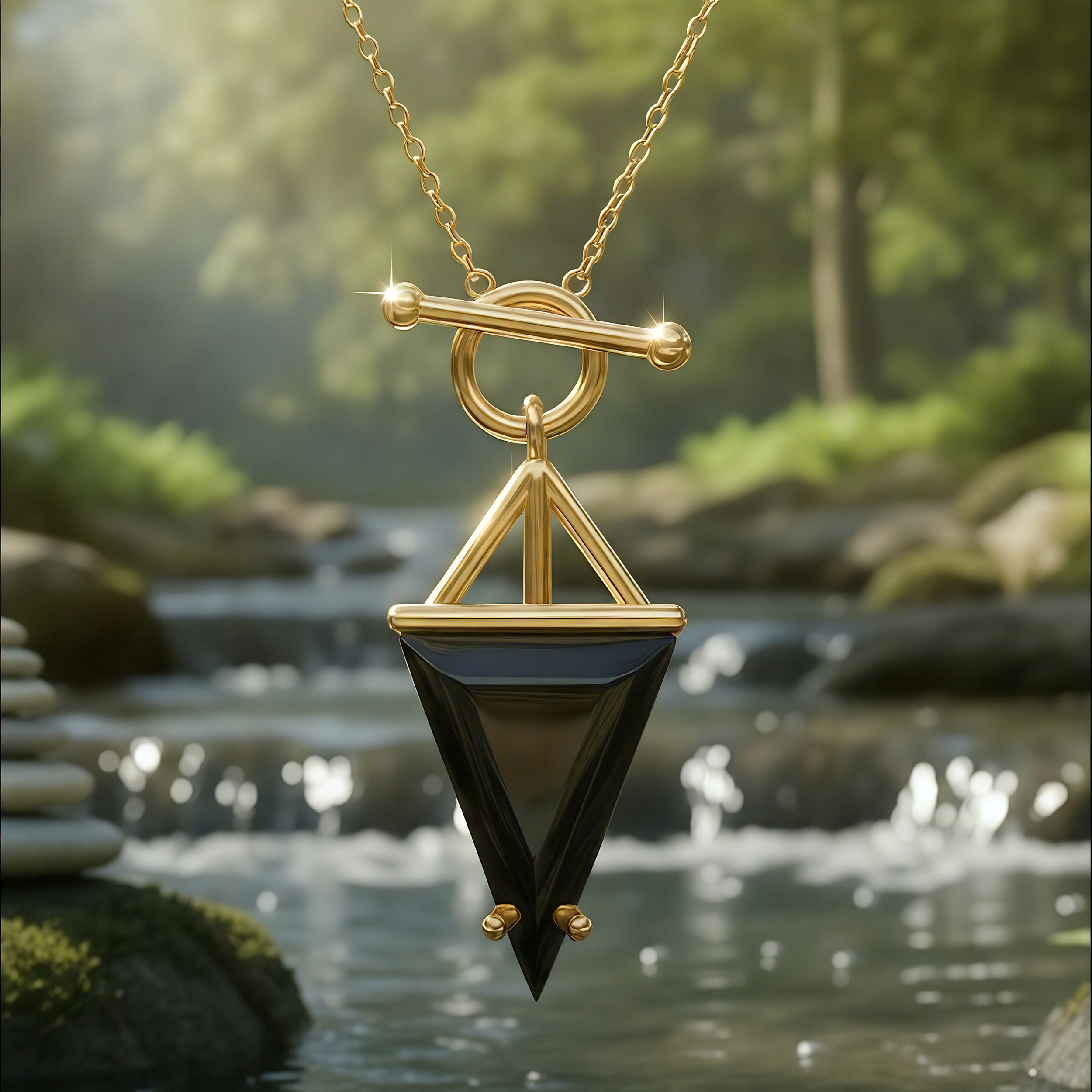 Black Onyx & Gold Guardian Necklace