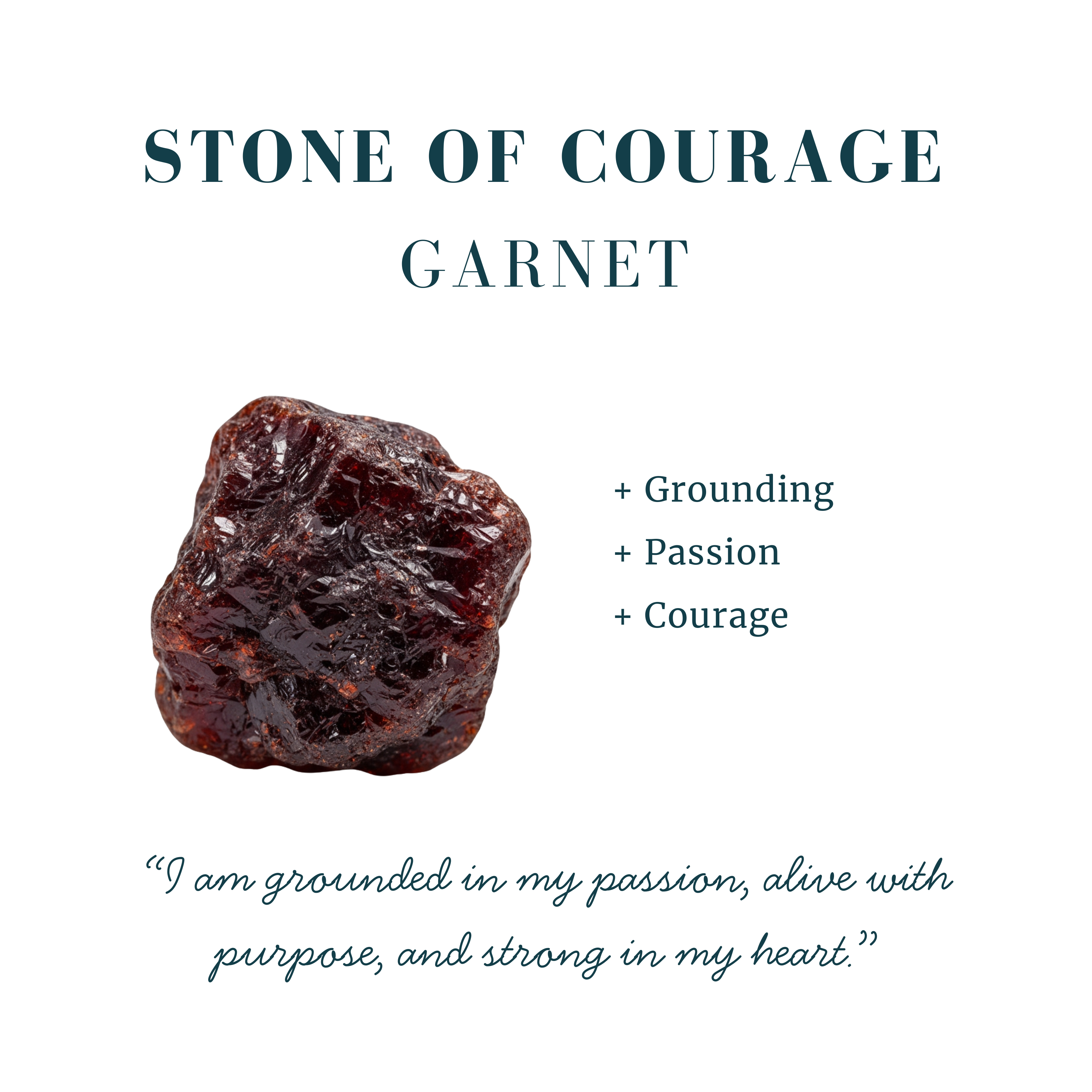 Garnet & Silver "Courage" Stud Earrings