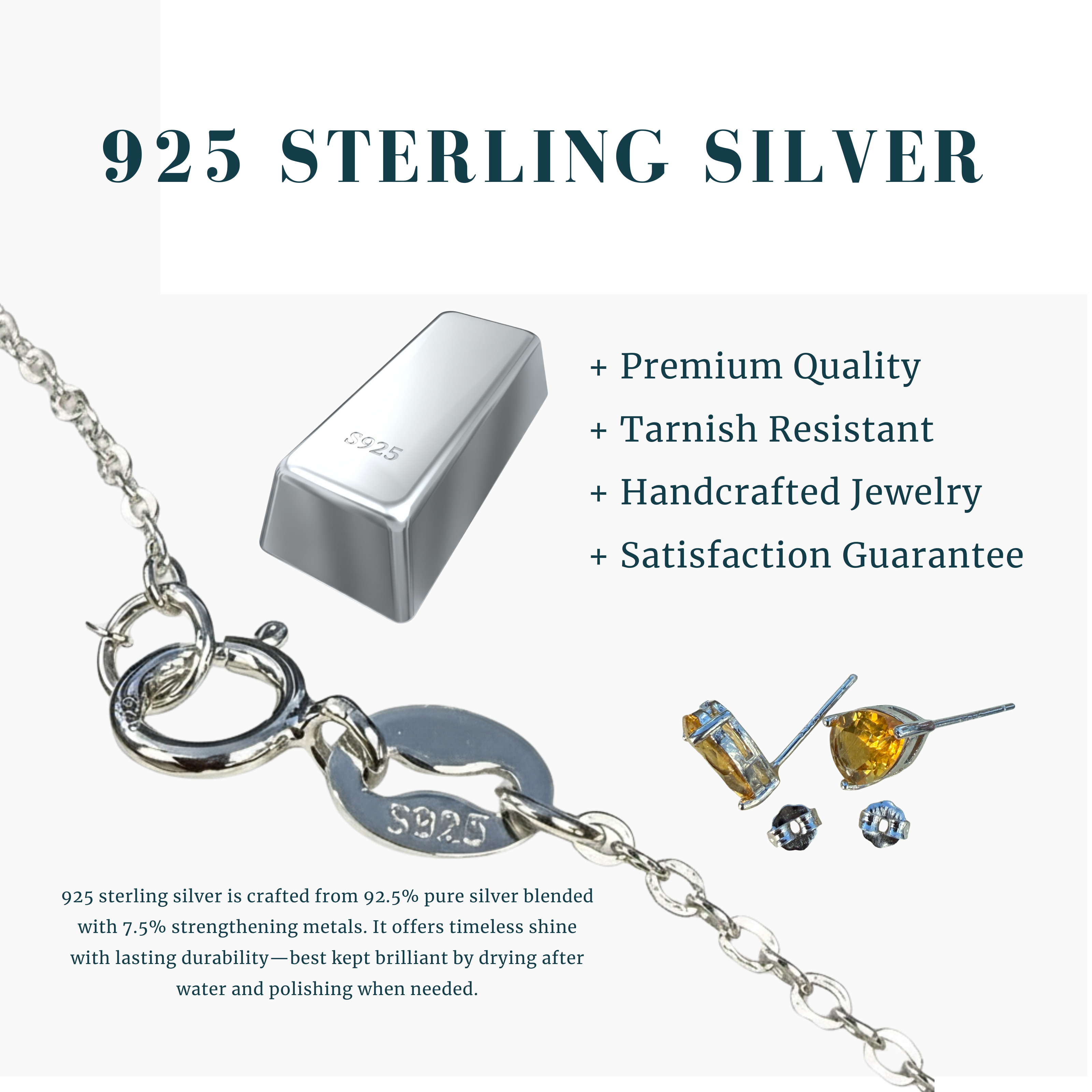 Citrine & Sliver "Abundance" Stud Earrings