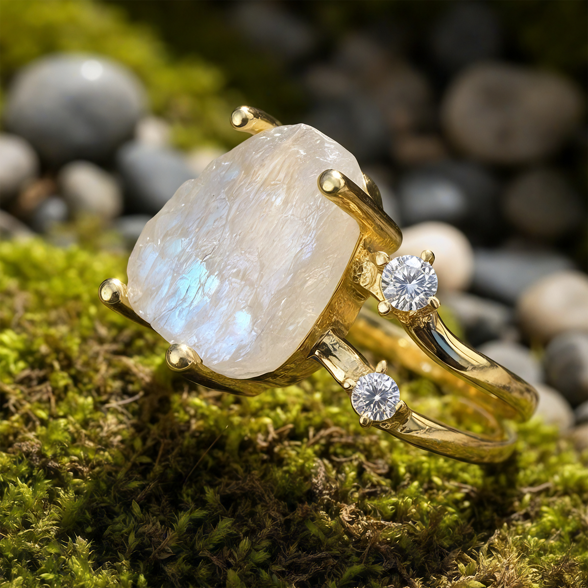 Moonstone & Gold Ring – Spirit Magic
