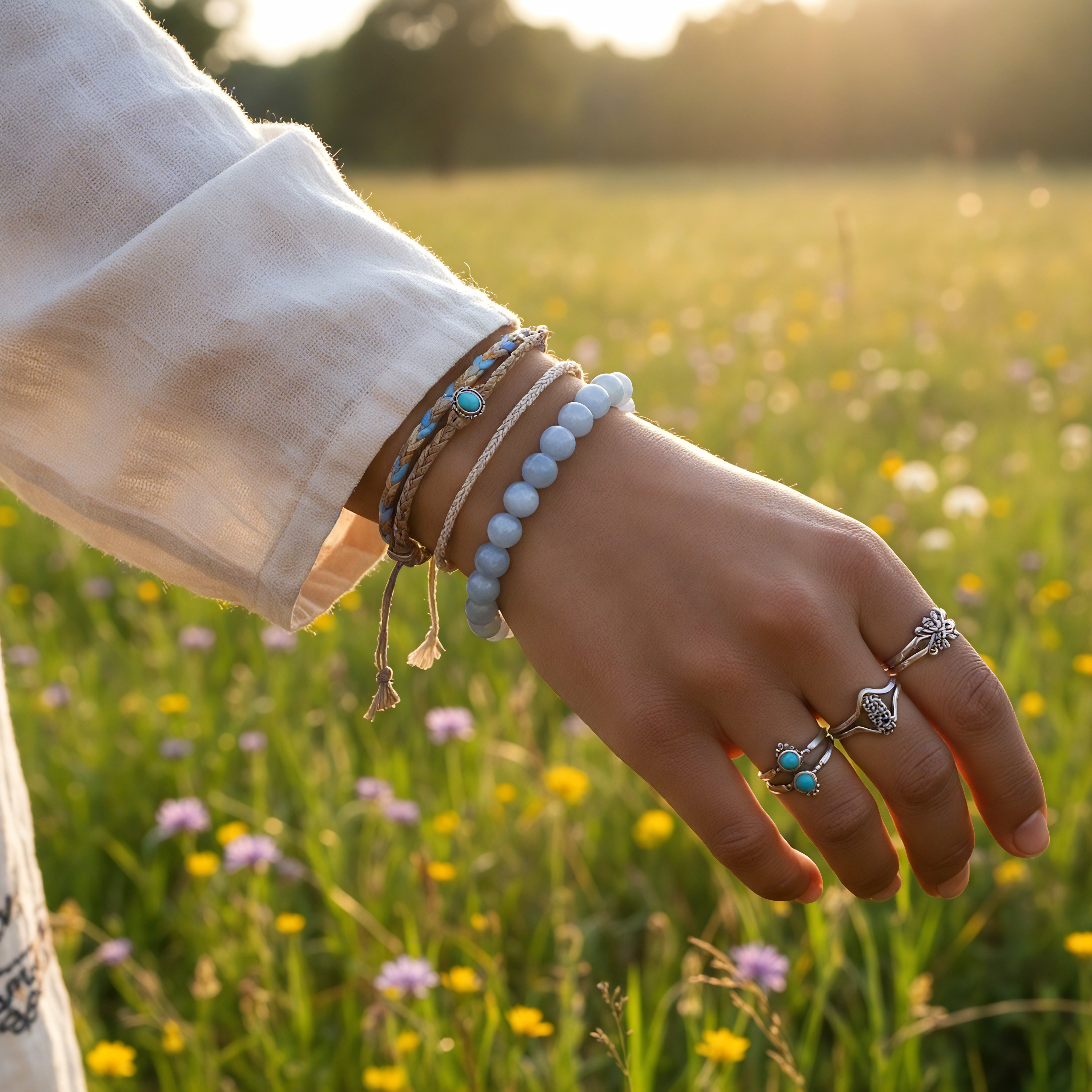 Blue Lace Agate Mala Bracelet