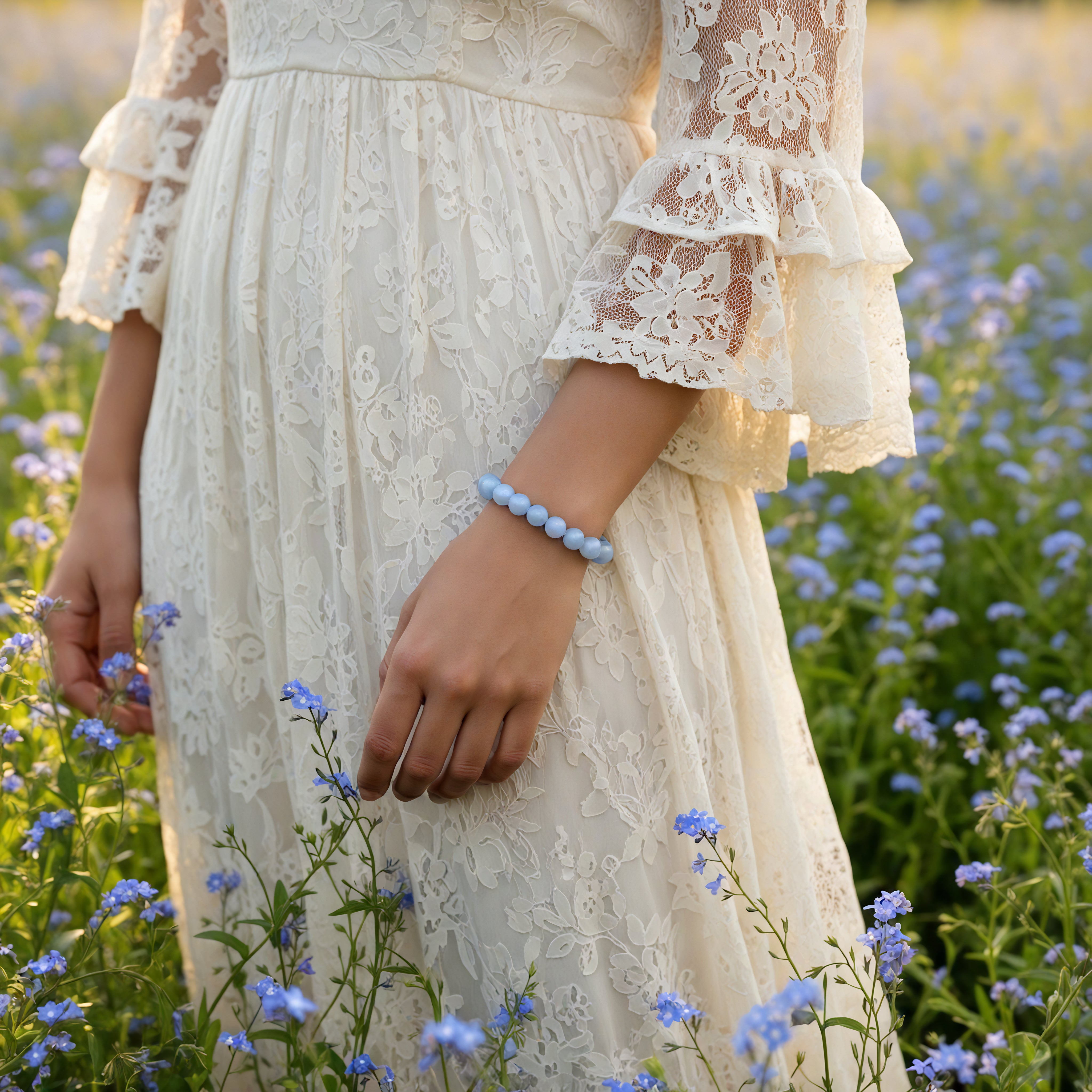 Blue Lace Agate Mala Bracelet