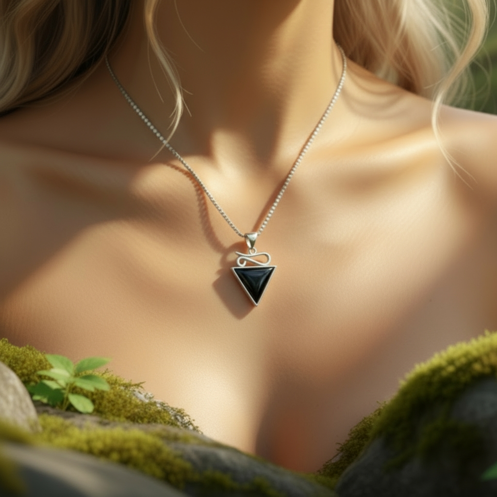 Black Onyx & Silver Trinity Necklace