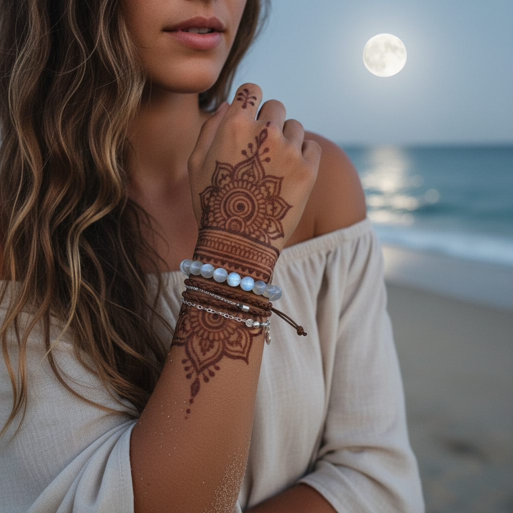 Grey Moonstone Mala Bracelet