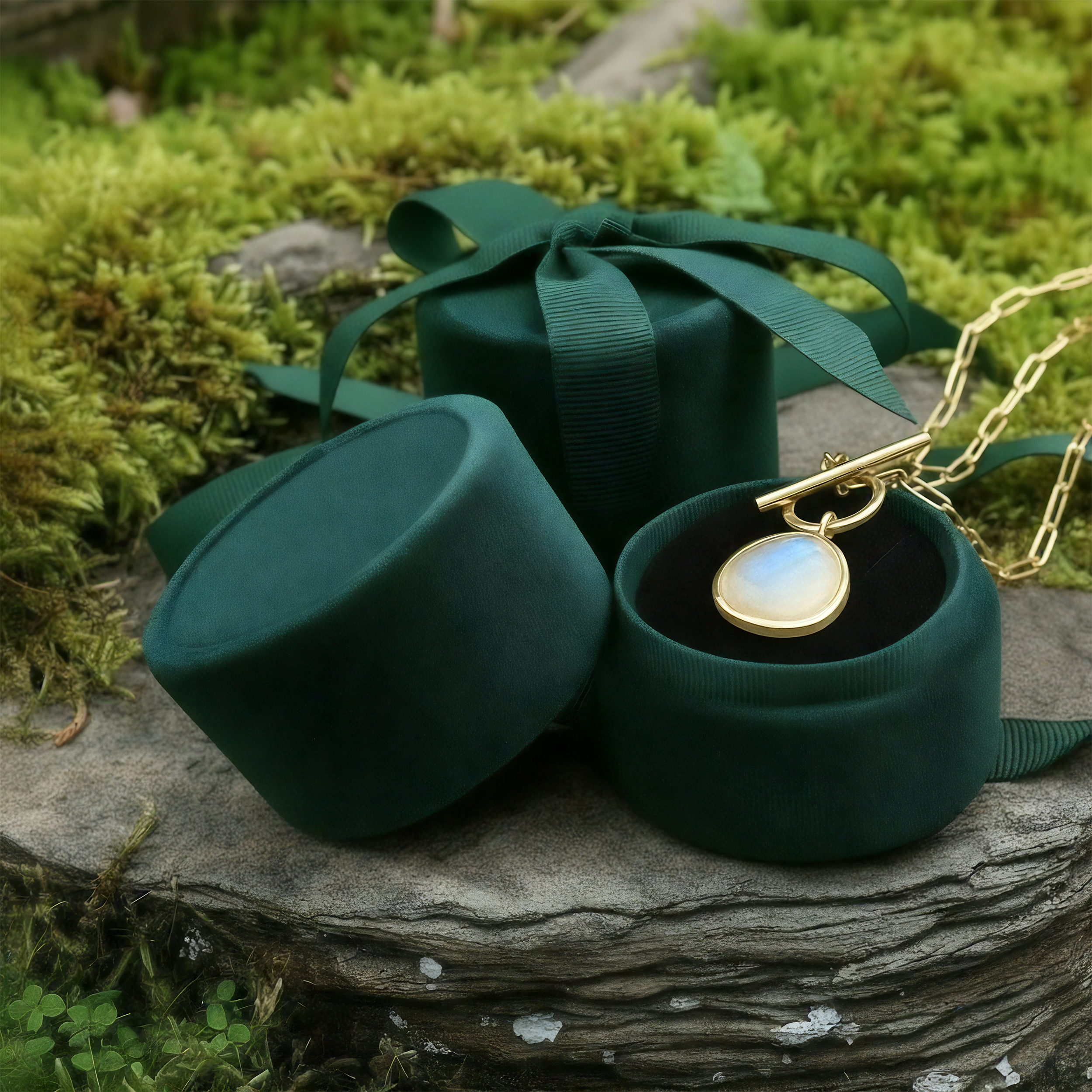 Moonstone & Gold Lunar Lock Necklace