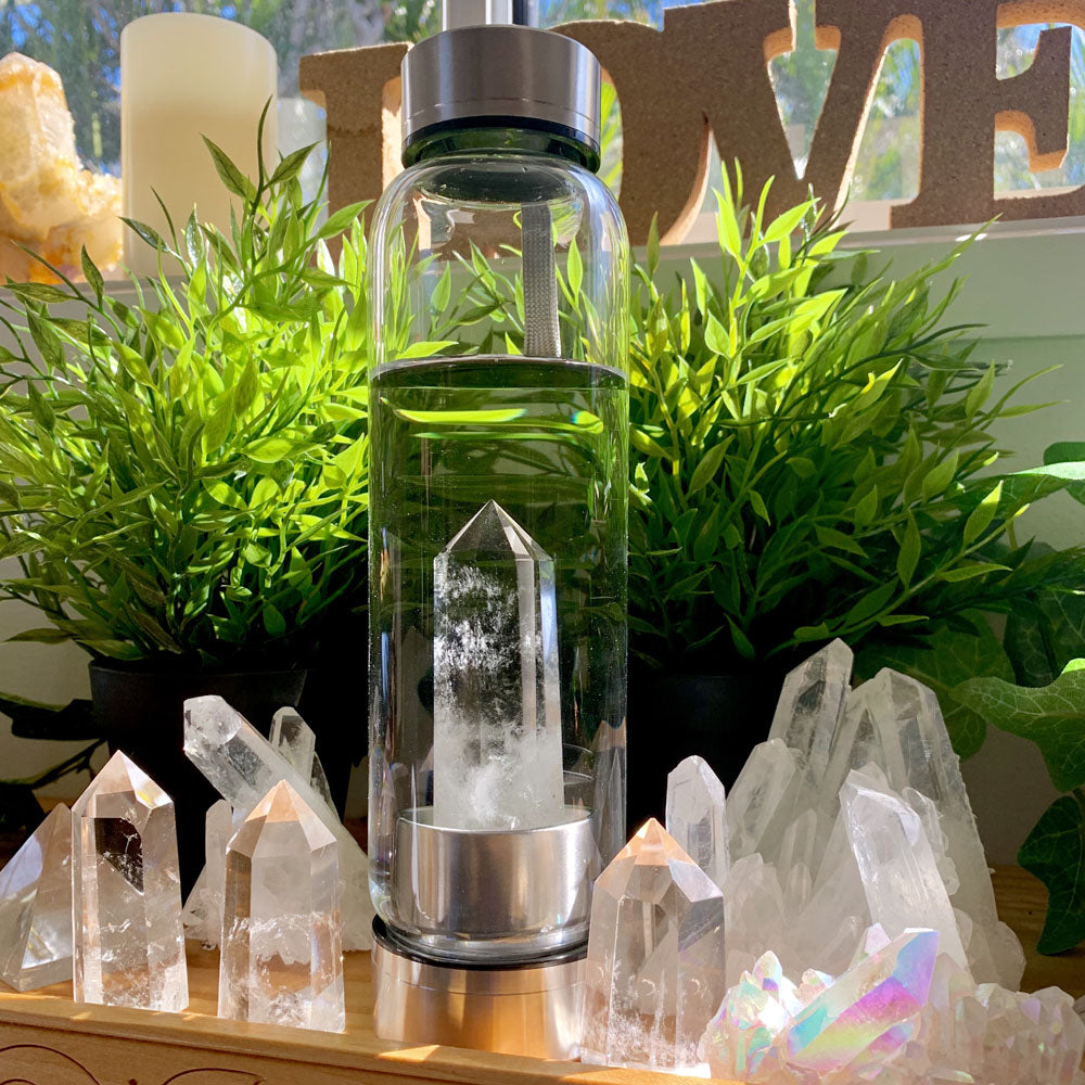 Crystal Gemstone Water Bottle + Protective Cover
