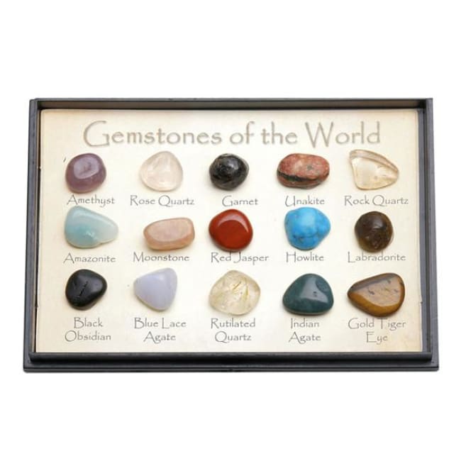 15 Piece Tumbled Gemstones Of The World Gift Box Collection