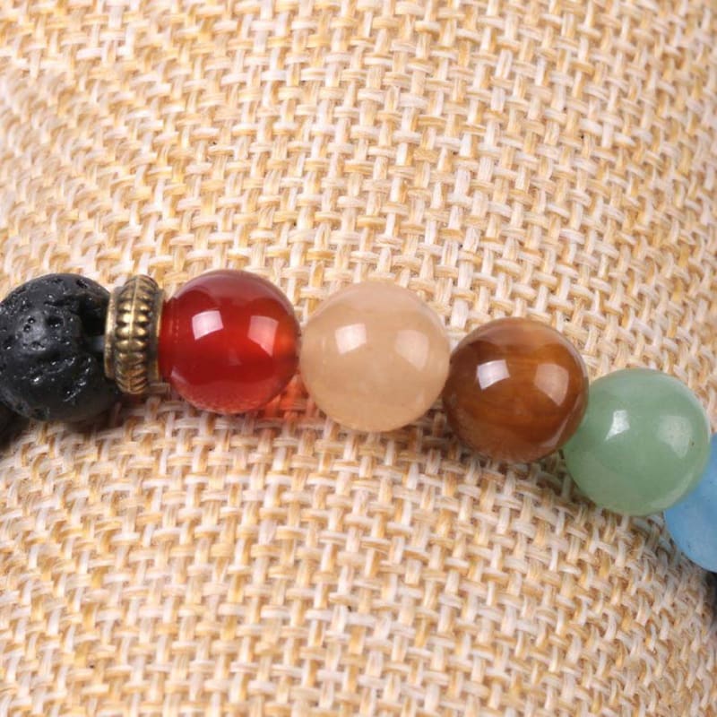 7 Chakras Natural Black Lava Beads Healing Bracelets