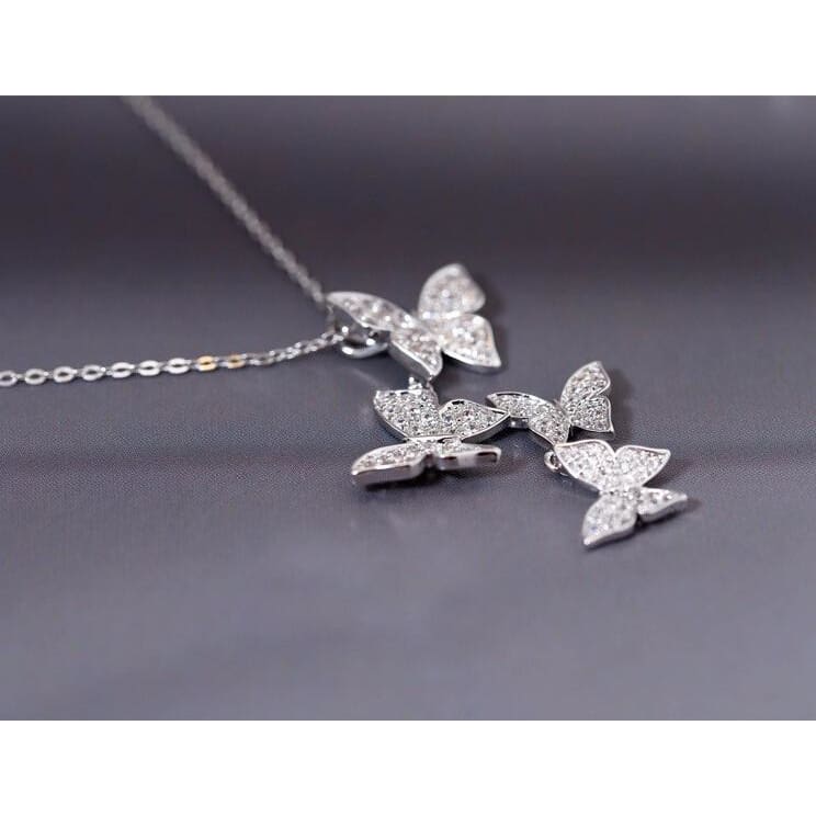 925 Silver Butterfly Zircon Crystal Fairytale Necklace