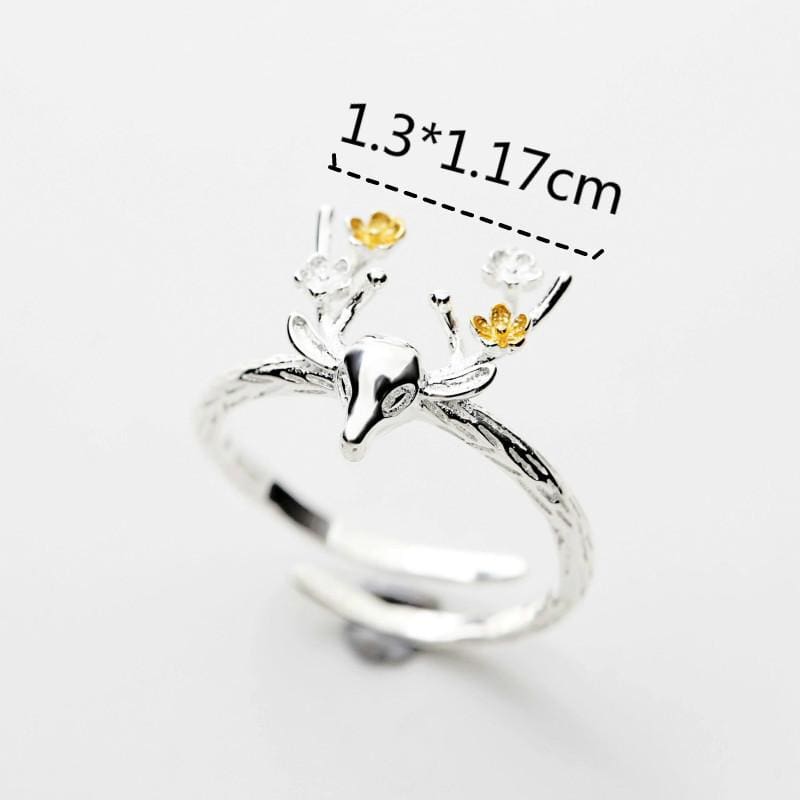 925 Silver Embelished Deer Fairytale Adjustable Ring