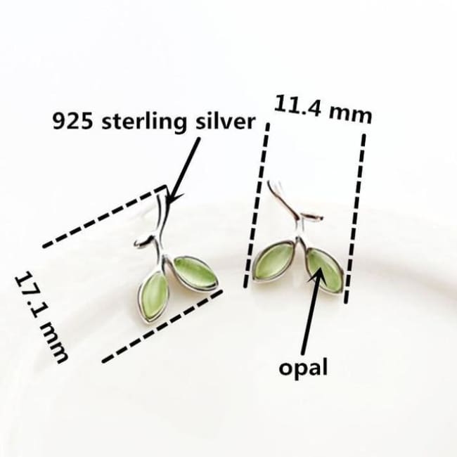 925 Silver Opal Green Twig Fairytale Earrings
