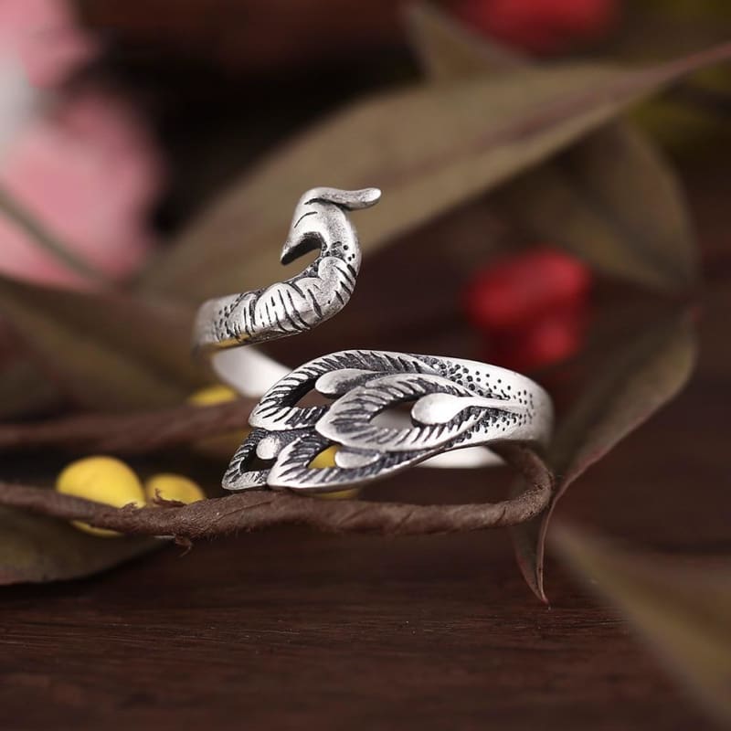 925 Silver Peacock Adjustable Fairytale Ring