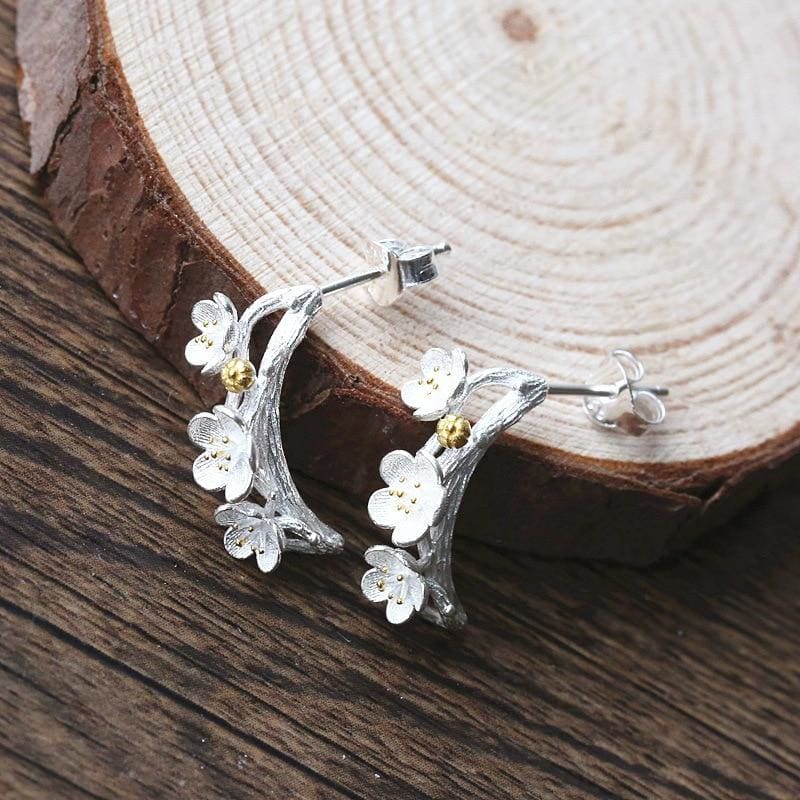 925 Silver Plum Flower Fairytale Earrings