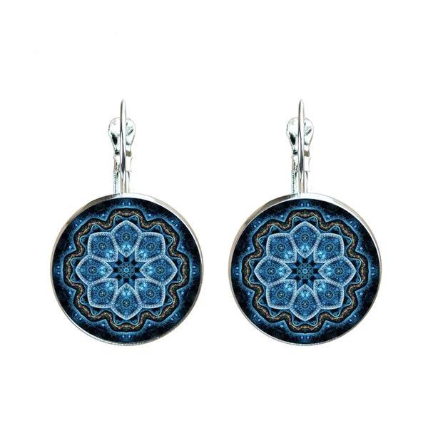 Bright Blue Mandala Earrings
