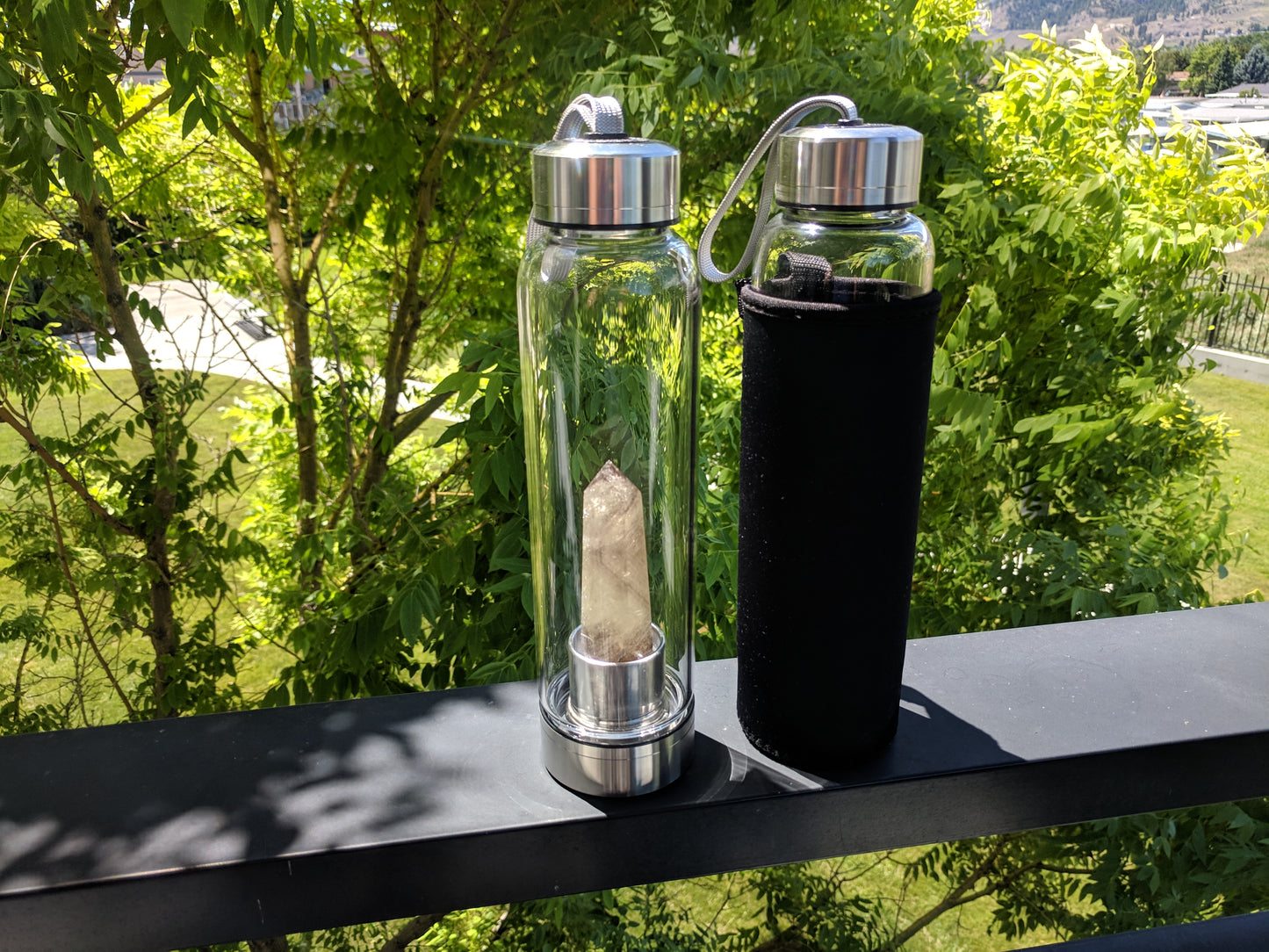 Crystal Gemstone Water Bottle + Protective Cover