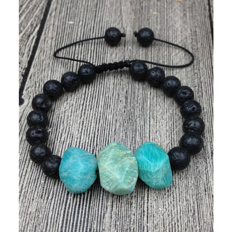 Amazonite Lava Stone Mala Beads Bracelet