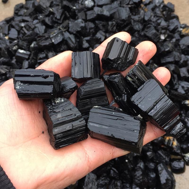 Black Tourmaline Rough Stone Bundle (100 Grams) (5-10 Stones)
