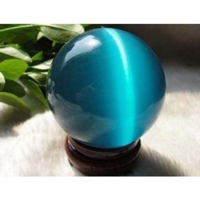 Blue Cat Eye Crystal Ball With Stand