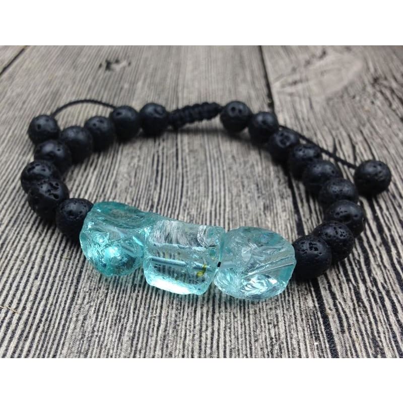 Blue Quartz Lava Stone Mala Beads Bracelet