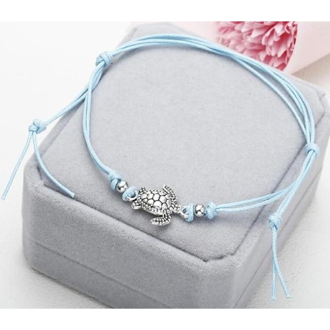 (Clearance) Beach Turtle Charm Rope String Anklets (3 Colors Available) - Ns37 Blue