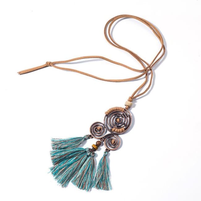 (Clearance) Bohemian Ethnic Tassel Pendant (2 Colors Available) - Mixed Green