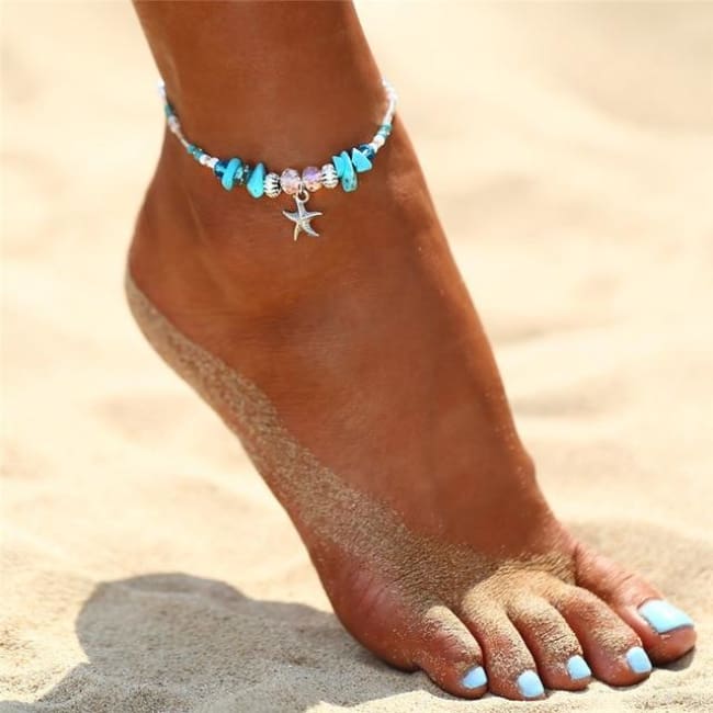 (Clearance) Charm Bohemian Starfish Stone Anklets - Fcs506