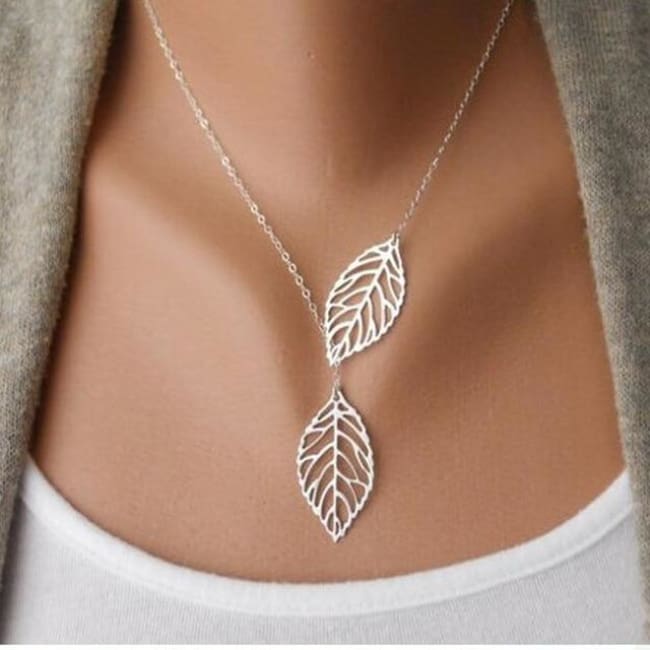 (Clearance) Golden/silver Leaf Chain Necklace - Sliver