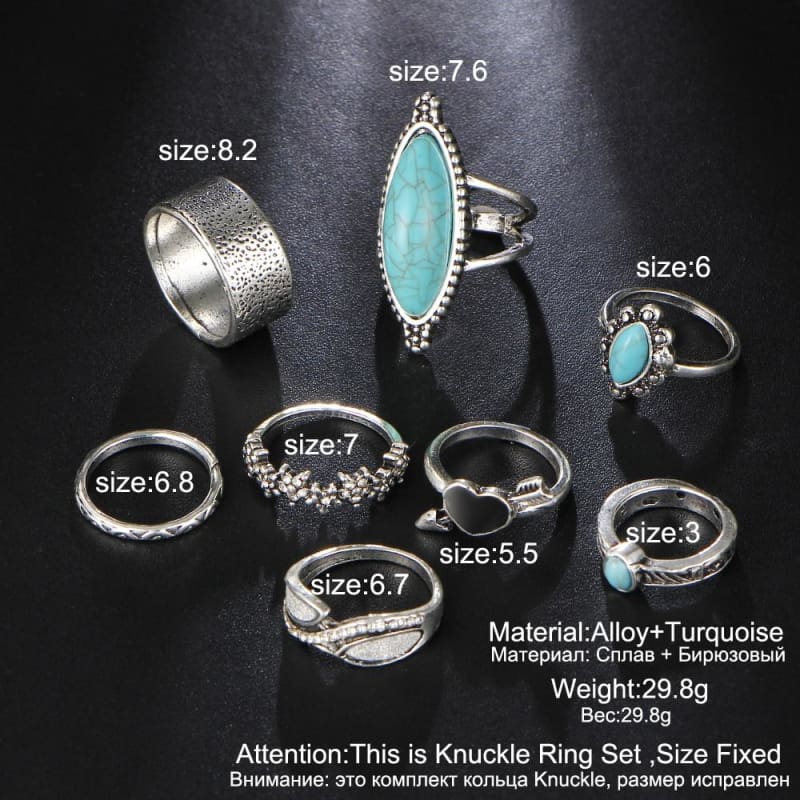 (Clearance) Vintage Antique Sky Blue Ring Set