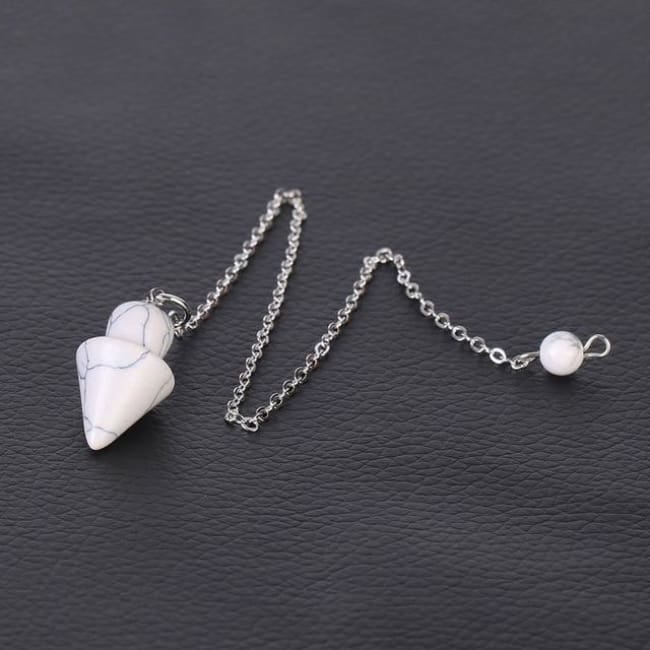 Cone Taper Natural Stone Pendulum - White Turquoise