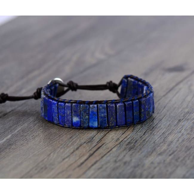 Earth Spirit Lapis Lazuli Leather Wrap Bracelet