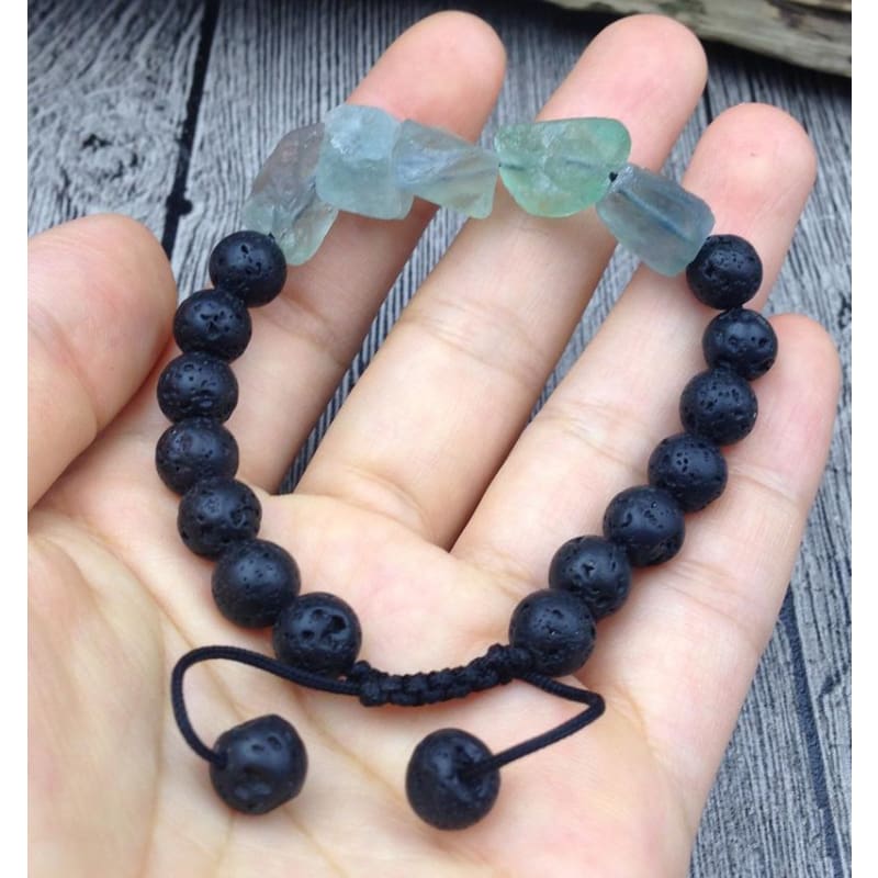 Fluorite & Lava Stone Mala Bead Bracelet