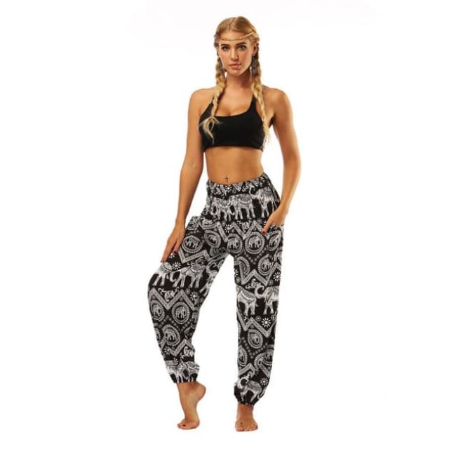 Harem Pants One-Size Fits All So Comfortable! - Black Elephant / One Size