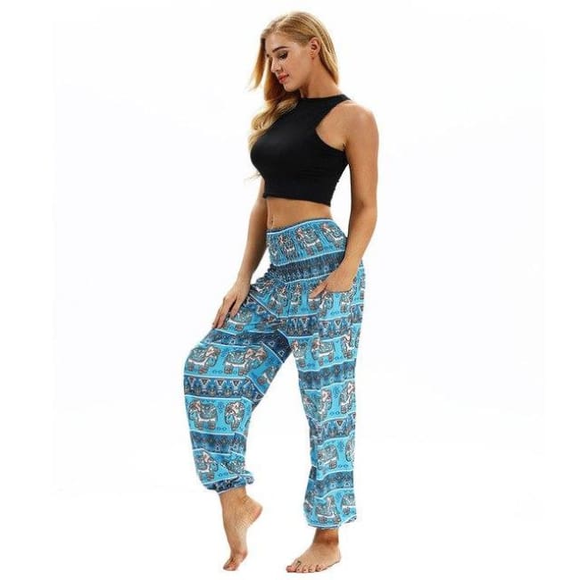 Harem Pants One-Size Fits All So Comfortable! - Teal Elephant / One Size