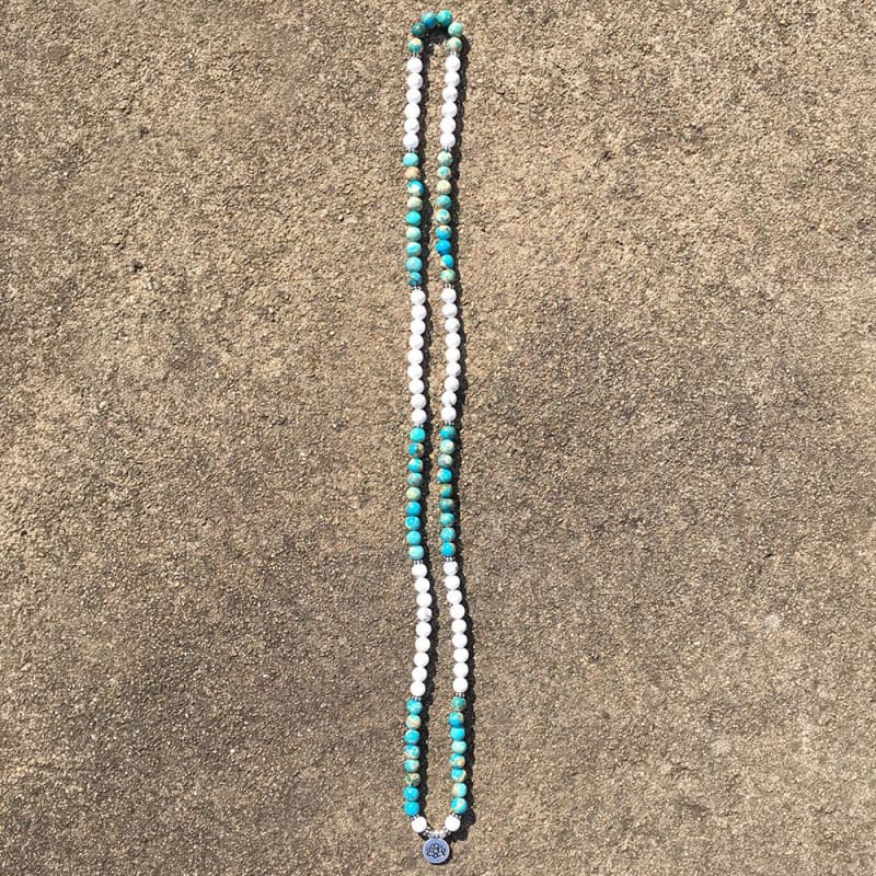 Howlite And Turquoise Mala Bead Bracelet Or Necklace