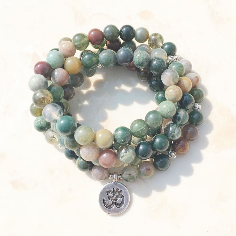 Indian Agate Mala Bead Bracelet Or Necklace