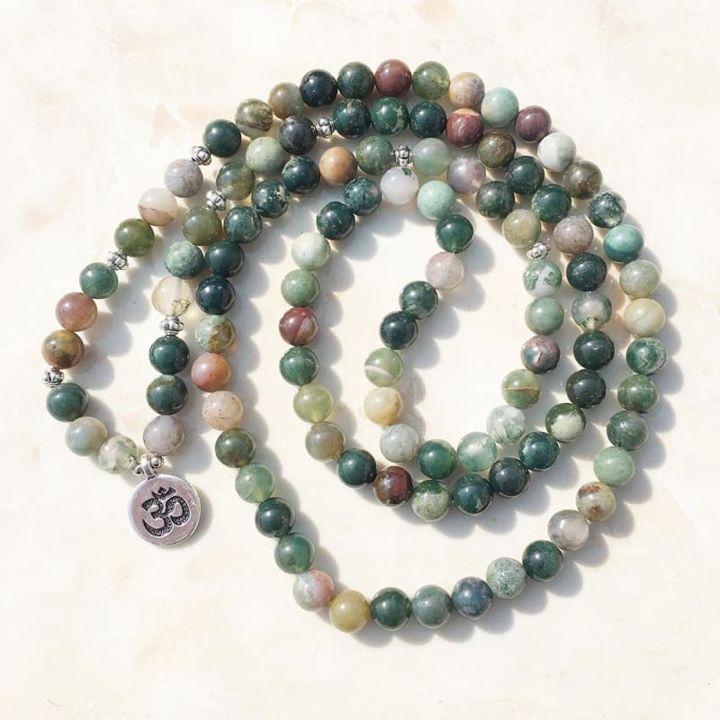 Indian Agate Mala Bead Bracelet Or Necklace