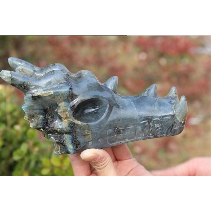 Labradorite Crystal Carved Dragon Skull