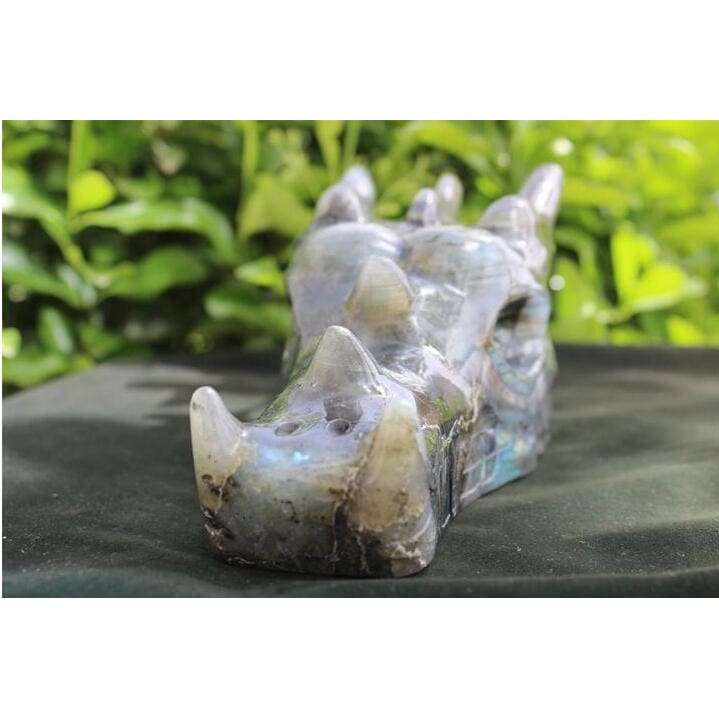 Labradorite Crystal Carved Dragon Skull