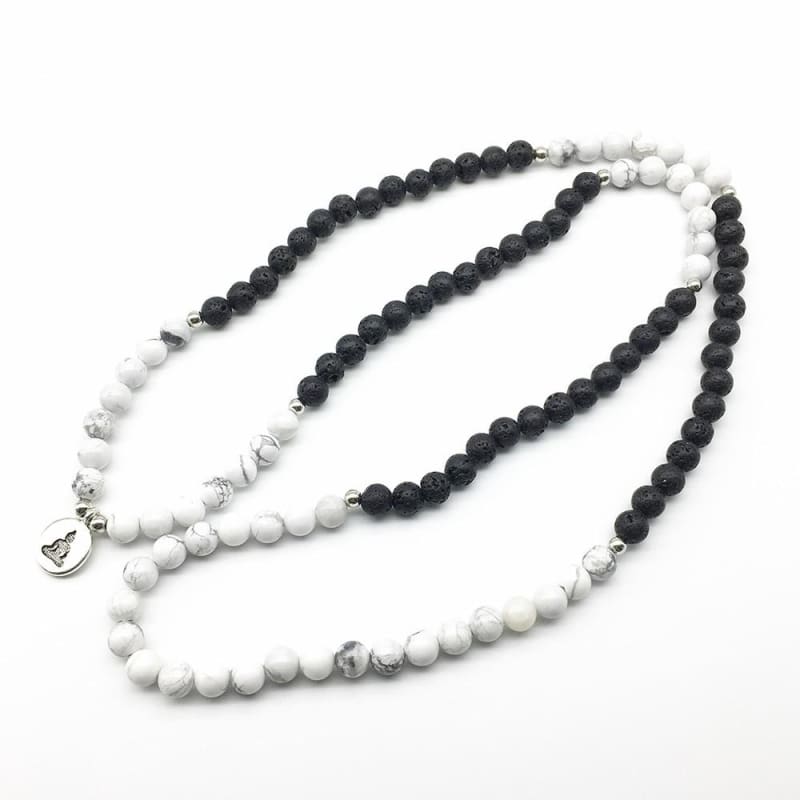 Lava Stone & Howlite Mala Bead Bracelet Or Necklace