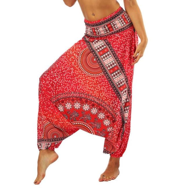 Low Leg Harem Pants One-Size Fits All So Comfortable! - Red / One Size