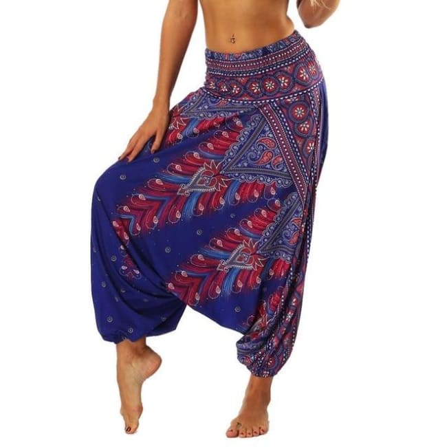 Low Leg Harem Pants One-Size Fits All So Comfortable! - Violet & Red / One Size