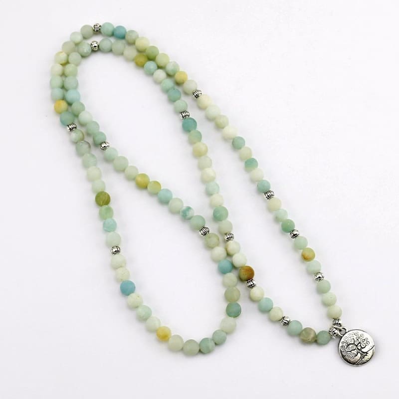 Mala 108 Bead Amazonite Necklace (Tree Of Life)