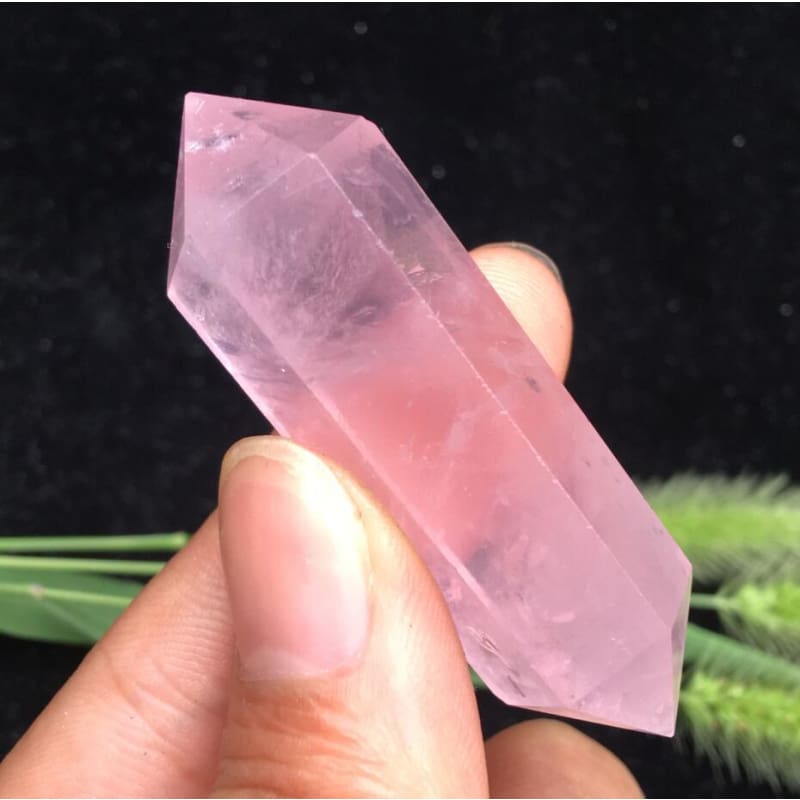Natural Rose Pink Double Pointed Crystal Wand