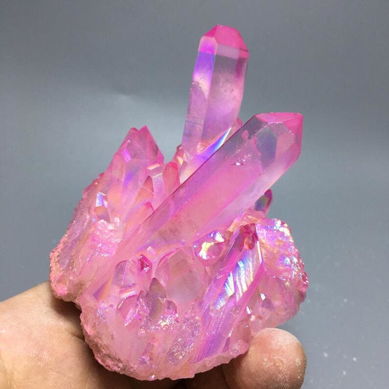 Pink Aura Quartz Crystal Cluster