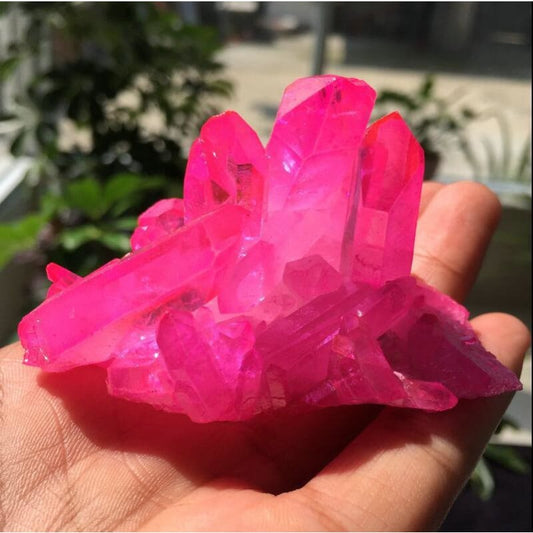 Pink Flame Quartz Crystal Cluster