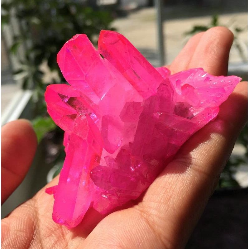 Pink Flame Quartz Crystal Cluster