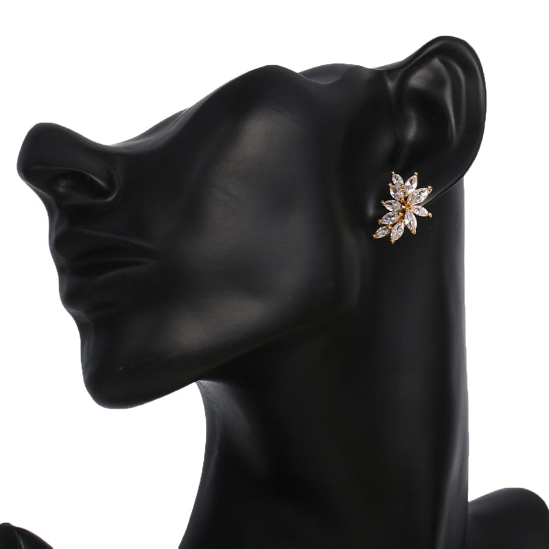 Cubic Zirconia Flower Shaped Earrings